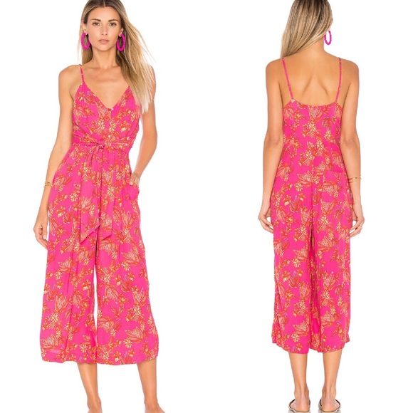 Free People Pants - Free People Hot Tropics Jumpsuit in Hot Pink Combo